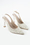 Pearl White Pearl Embellished Heeled Shoes - 2