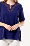Short Sleeve Nevin Embroidered V-Neck Summer Shile Fabric Authentic Blouse Purple Purple - 4