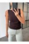 Yani Ruched Cotton Strappy Brown Blazer - 2