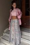 Ecru Floral Patterned Vintage Chiffon Maxi Skirt Mg2776 - 4
