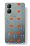 Vivo Y17S Compatible Heart and Ribbon Pattern Transparent Phone Case