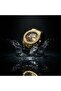 IronX Skeleton Gold Open Heart Dial, Brown Faux Leather Strap, Stainless Steel Case Wristwatch - 7