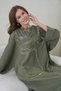 Women's Front Sequin Embroidered Loose Fit Long Linen Dress - 4