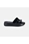 Women's Black Crocodile Printed Wedge Heeled Patent Leather Slippers - 2