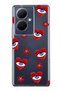 Vivo V29 Lite 5g Compatible Transparent Phone Case with Heart and Evil Eye Pattern