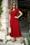 Women's Short Sleeve V-Neck Slit Midi Viscose Dress - 3