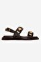 Libera Brown Genuine Leather Buckle Women's Sandals - 4