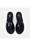 Women's Black Crocodile Printed Wedge Heeled Patent Leather Slippers - 8