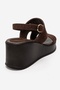 Jadira Brown Suede Genuine Leather Perforated Women's Wedge Heeled Sandals - 5