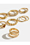 Women Gold Embellished Rings Set (8 Piece) - 2