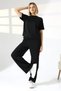 Women's Top and Bottom Set - T-Shirt and Loose Pants with Pockets - Modal Soft Textured Fabric - 2