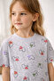 Girl's Short Sleeve and Shorts Crew Neck Casual Patterned Pajama Set Top and Bottom Set - 2