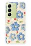 Vivo V30 Lite Compatible Blue Oil Painting Flower Pattern Transparent Phone Case