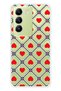 Vivo V30 Lite Compatible Retro Red Heart Pattern Transparent Phone Case