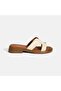 Women's Cream Crocodile Printed Patent Leather Slippers - 2