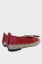 Straw Ribbon Detailed Women's Ballerina Flats Red - 6