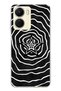 Vivo Y16 Compatible Black and White Star Pattern Transparent Phone Case
