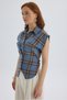 Frenzy Plaid Blue Short Shirt - 3