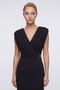 Women's Black Double-Breasted Collared Midi Event Dress - 3