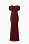 Women's Burgundy Boat Neck Beaded Long Mermaid Evening Dress - 7