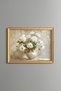 White Roses in a Vase - Vintage Patterned Frame - Slim Model