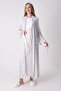 Cotton Maternity Nightgown and Dressing Gown Set - Breastfeeding-Friendly Jacquard Detailed Micro Patterned Maternity Set