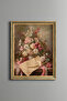 Flower and Letter Still Life – Vintage Patterned Frame – Slim Model