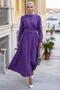 Jacketed Pocketed Tie-Waist Gilet Dress Purple Hm262785 - 3