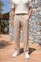 Baruchel Pleated Baggy Fit Fabric Men's Trousers - Beige - 5