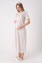 Lace Embroidered Melange Textured Cotton Maternity Nightgown and Dressing Gown Set That Makes Breastfeeding Easy - 5