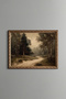 Forest Road and Foggy Landscape - Vintage Patterned Frame - Slim Model