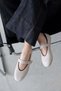 Paula Women's Belt Detail Suede Ballerina Beige - 2