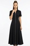 Women's Short Sleeve Double Zipper Midi Length Collared Modal Dress - 5
