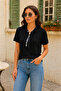 Kisakollu Fularli Polo Collar Tricot T-Shirt - 2