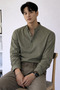 Linen Blend 3-Button Stand-Up Collar Men's Shirt Slim Fit Summer Stylish - 2