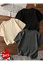 3-Pack Basic Single Jersey Plain T-Shirt - Black Beige Smoked Oversize Short Sleeve Crew Neck - 2