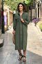 Khaki Zippered 100% Cotton Dress - 2