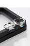 2-Piece Blue Opal Moon and Star Figure Adjustable Women's Ring Set (2 Rings) - 4