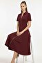 Women's Short Sleeve Double Zipper Midi Length Collared Modal Dress - 5