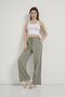 Wide Leg Gabardine Trousers with Tassels