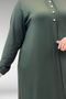 62006 Plus Size Combed Cotton Dress with Frill Detail on the Front - Khaki - 2