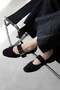 Faye Women's Belt Detail Suede Ballerinas Black
