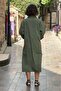 Khaki Zippered 100% Cotton Dress - 3