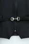 Diagonal Suit with Front Zipper Pocket Detail and Belted Skirt - Black - 7