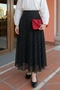 Flared Polka Dot Black Chiffon Skirt - 3