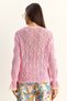 Women's Pink Openwork Crew Neck Flounce Sleeves Lightly Draped Knitwear Sweater Tk261036 60286168 - 8