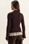 Women's Bitter Coffee Lace Detailed Half Turtleneck Buttoned Ribbed Knitwear Cardigan Th261017 60286169 - 6
