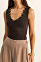 Women's Coffee Bead Accessory V-Neck Stretchy Blouse Öb261023 60286170 - 5