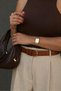 - Women's Brown Faux Leather Belt with Gold Buckle, Stylish for Daily & Classic Use - 2