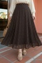 Flared Polka Dot Brown Chiffon Skirt - 2
